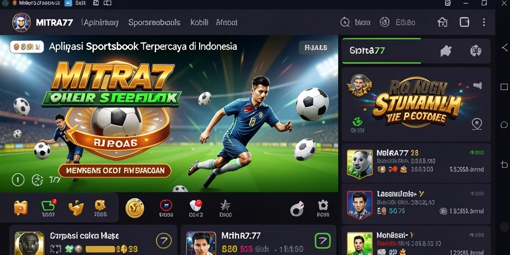 Tampilan antarmuka aplikasi MITRA77 dengan berbagai pilihan taruhan olahraga.